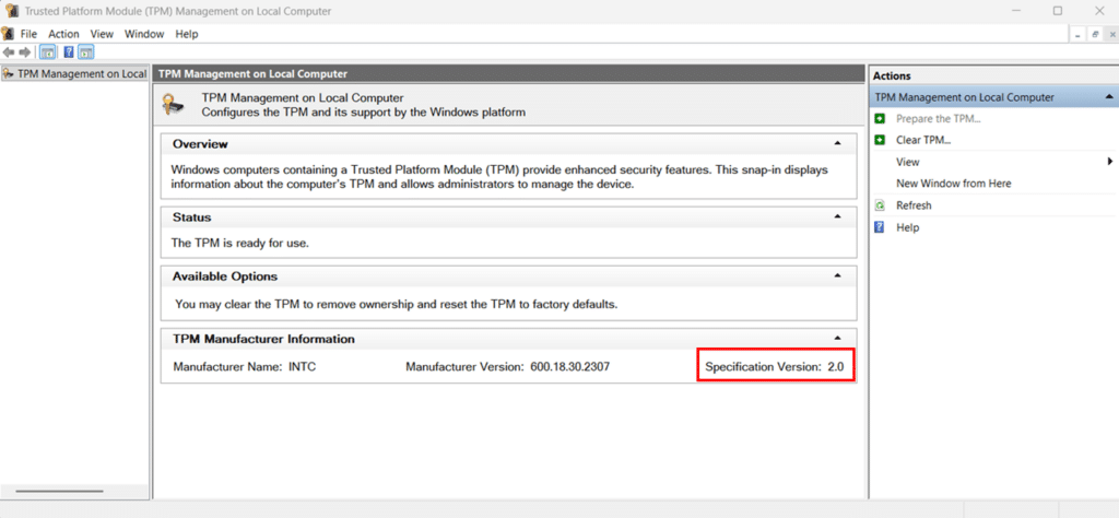 Check TPM status step 3