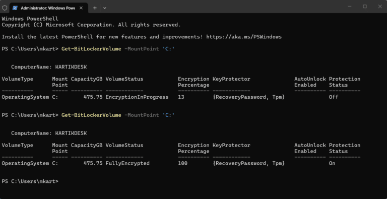 Enable BitLocker on the OS Drive (TPM + Recovery Password) step 4
