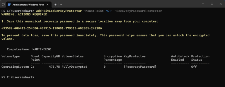 Enable BitLocker with TPM and a Pre-Boot PIN via PowerShell step 2