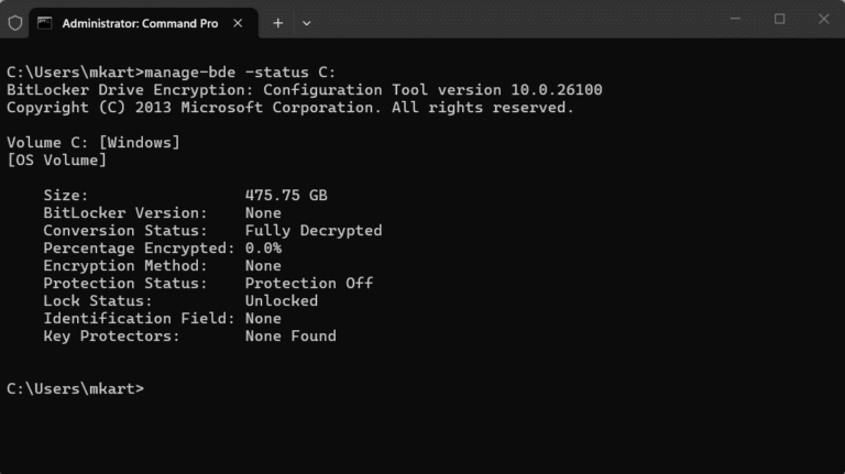 Turn Off BitLocker on a Single Drive via Command Prompt step 3