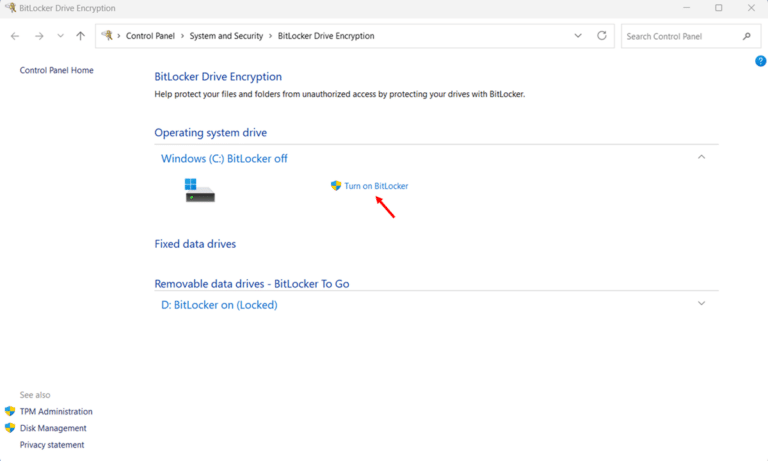 Turn On BitLocker via Setting App (BitLocker Drive Encryption) step 5