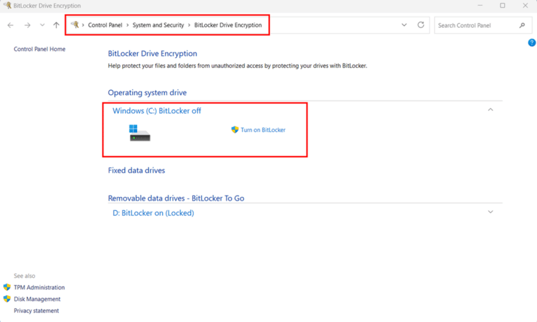 Verify BitLocker Has Been Fully Disabled via Control Panel Step 1 and 2