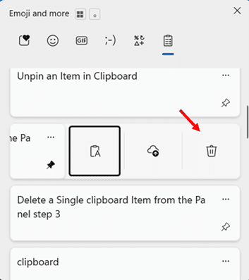 Delete a Pinned Item step 2