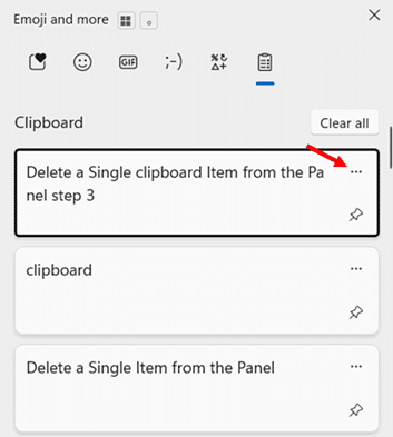 Delete a Single clipboard Item from the Panel step 2