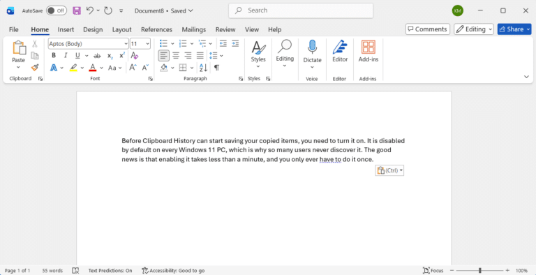Paste an Item from Clipboard History step 3