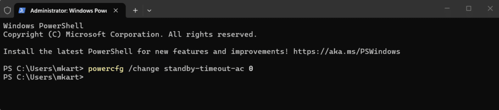 Prevent Windows 11 from Sleeping Using PowerShell Commands cmdlet 1