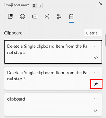 Unpin an Item in Clipboard 1