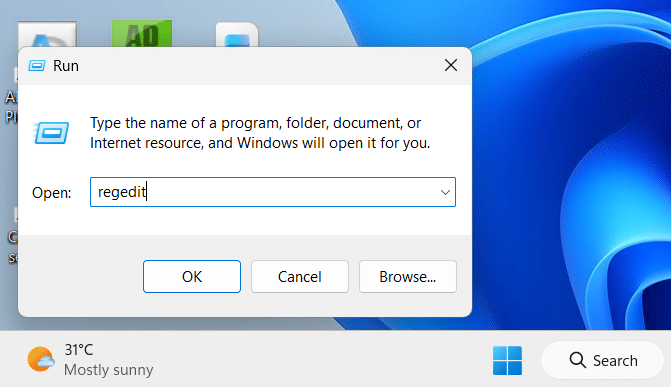 Block Widgets via Registry Editor step 1