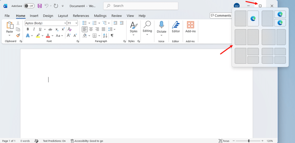 Open Snap Layouts in Windows 11 by Hover Over the Maximize Button step 1