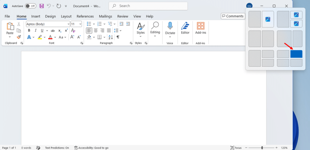Open Snap Layouts in Windows 11 by Hover Over the Maximize Button step 2