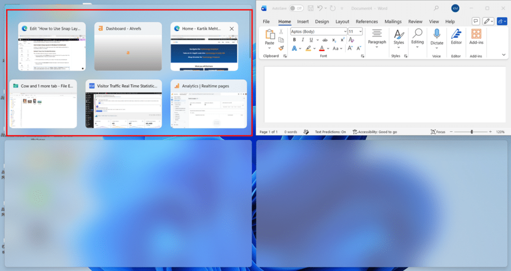 Open Snap Layouts in Windows 11 by Hover Over the Maximize Button step 3