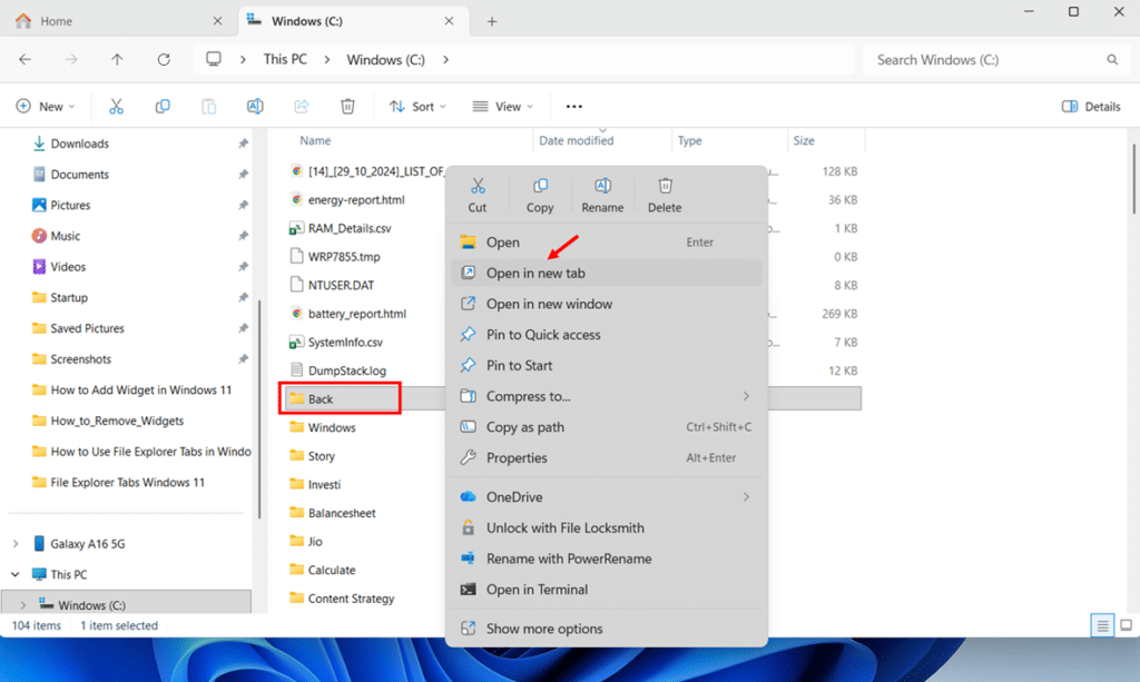 Right-Click and Select Open in New Tab step 1 and 2