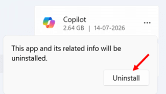 Uninstall the Standalone Microsoft Copilot App step 4