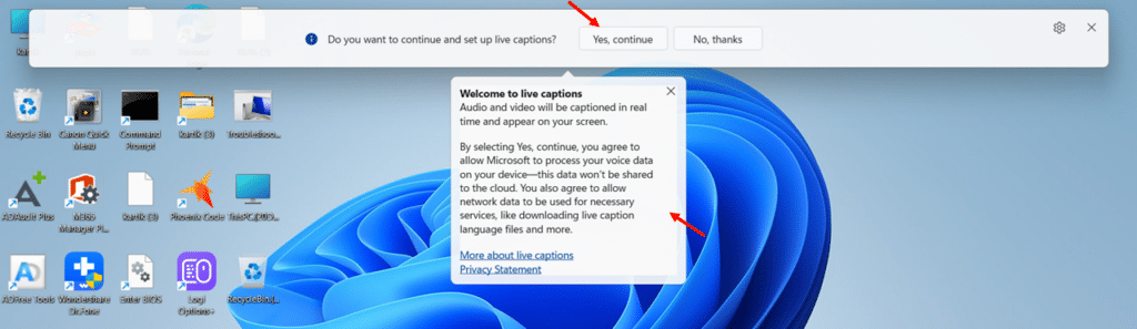 First-Time Setup for Live Captions step 2