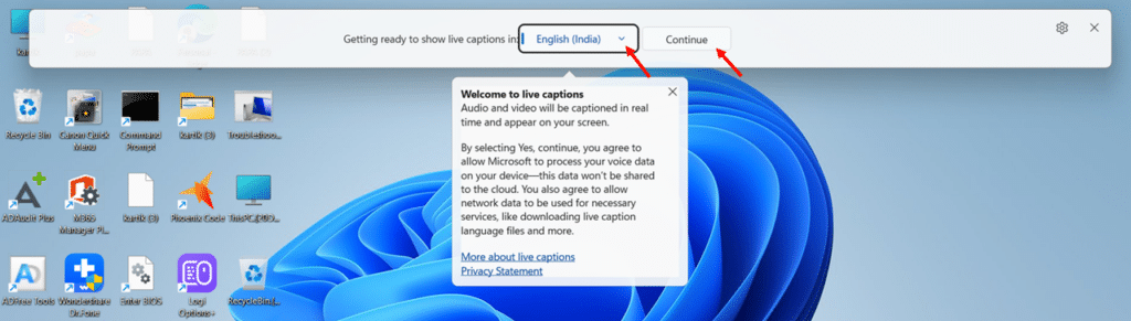 First-Time Setup for Live Captions step 3