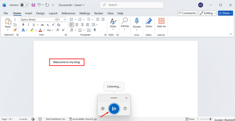 Start voice typing step 3