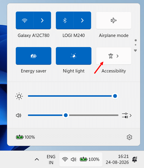 Turn On Live Captions Using Quick Settings step 2
