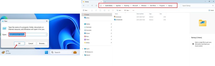 Adding Programs to Windows 11 Startup Folder Using Drag and Drop Method step 2