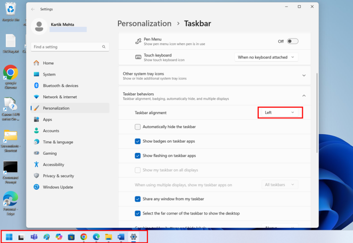 Adjusting Individual Taskbar Elements step 9