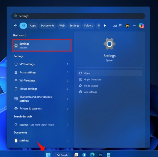 Change Brightness on Windows 11 Using Windows Settings Step 1