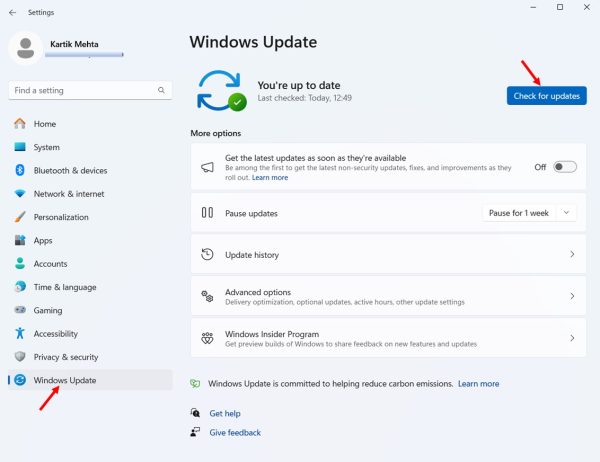 Check for and Install Windows Updates Step 2 and 3