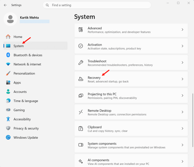 Check whether Point-in-time Restore is already on step 1