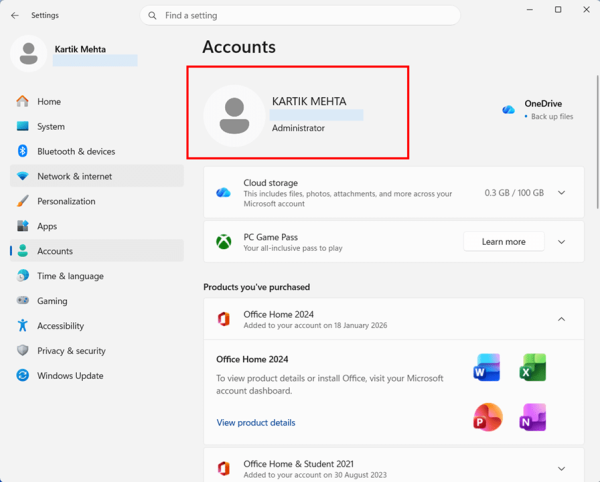 Check your account type step 1 and 2