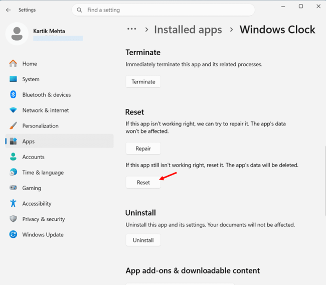 Clock App Will Not Open or Crashes on Launch step 5