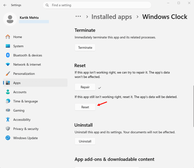 Clock App Will Not Open or Crashes on Launch step 6