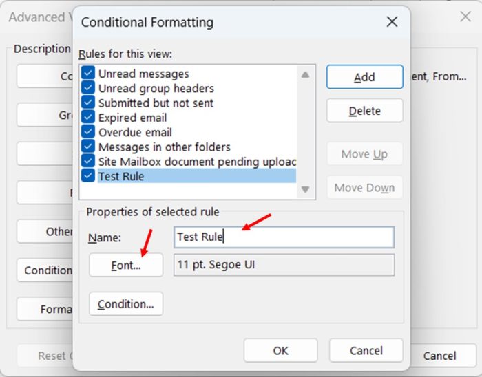 Conditional Formatting for Better Organization in outlook step 3