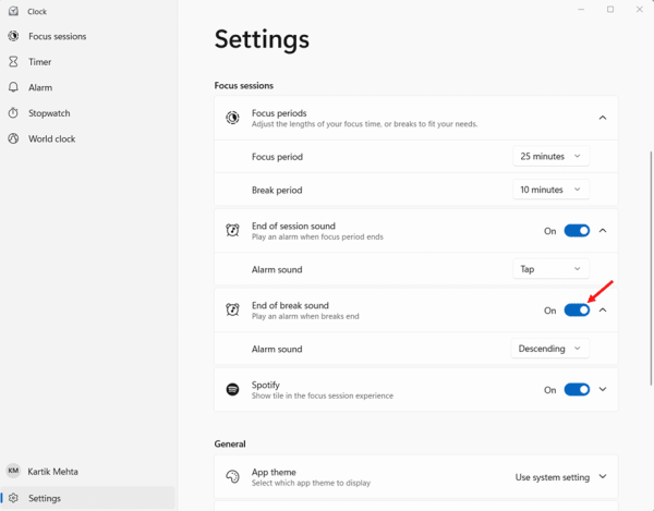 Configure End Of Session and End Of Break sounds step 3