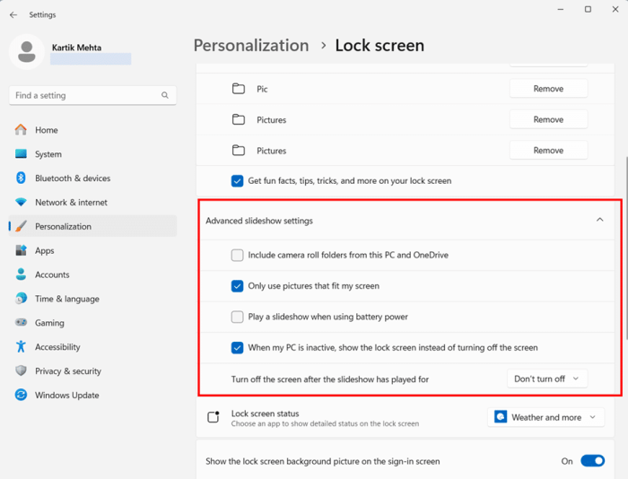 Configuring Advanced Slideshow Settings step 1 Configuring Advanced Slideshow Settings step 1