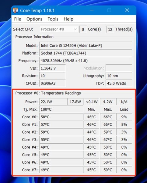 Core Temp for monitoring CPU temperature step 3