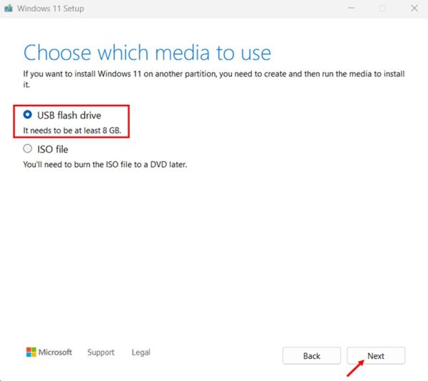 Create Windows 11 Installation Media (USB Option) step 6