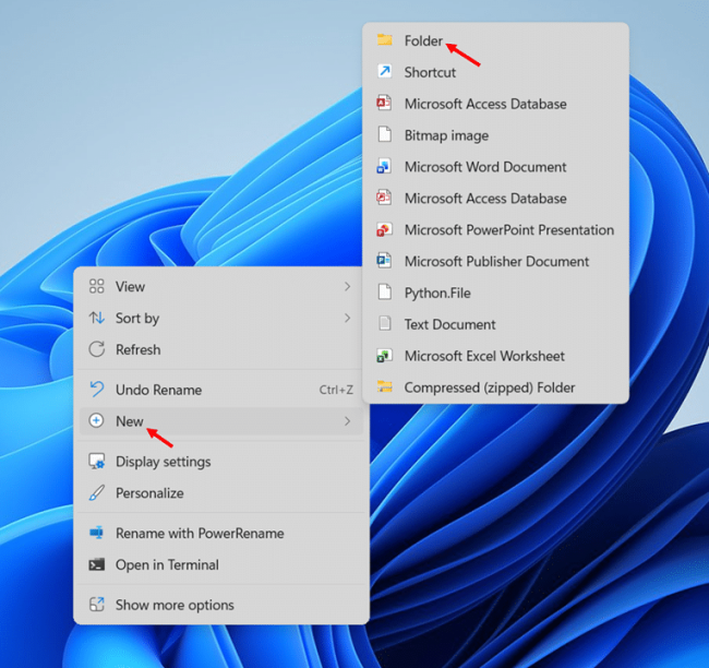 Create the God Mode folder step 1
