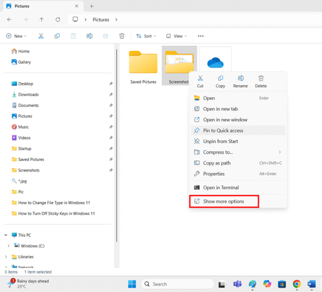 Creating Desktop Shortcuts for screenshots folder step 1 and 2