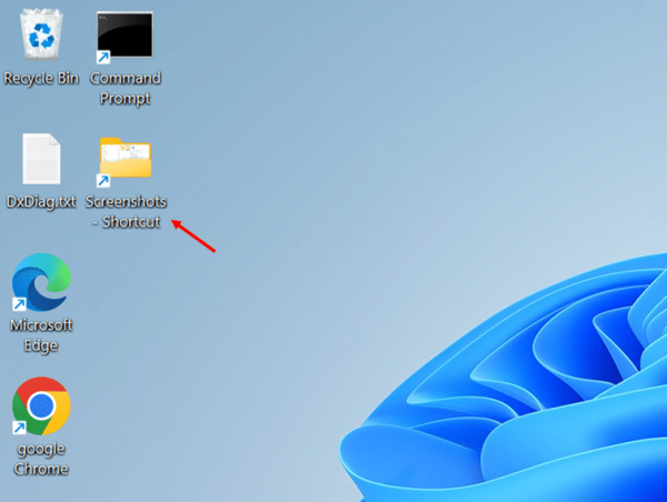 Creating Desktop Shortcuts for screenshots folder step 5