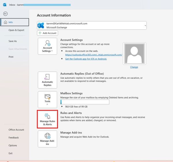 Creating Rules to Automatically Block Emails in Outlook step 2