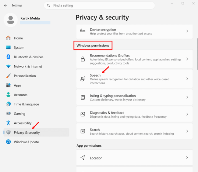 Disable Cloud Content Search in Windows 11 step 1