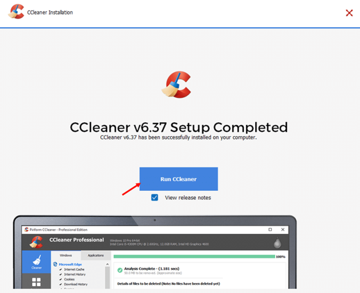 Downloading and Installing CCleaner step 7