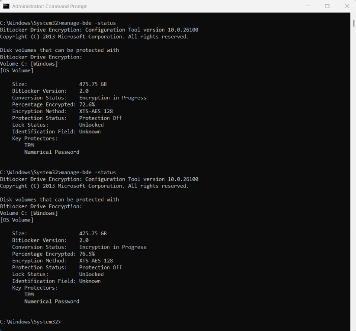 Enable BitLocker on OS Drive via Control Panel step 10