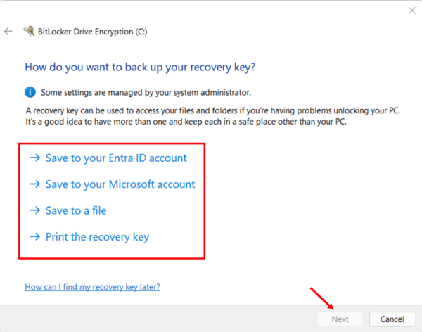 Enable BitLocker on OS Drive via Control Panel step 5