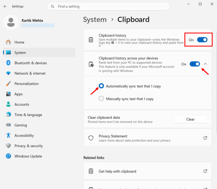 Enable Clipboard Sync step 2, 3 and 4