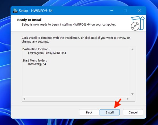 HWiNFO for monitoring CPU temperature step 2