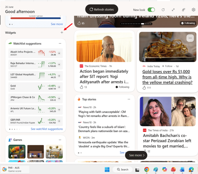 How to Add Widgets to the Widgets Board from Pin Widgets Window step 1 and 2
