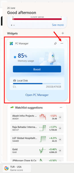 How to Add Widgets to the Widgets Board from Pin Widgets Window step 6
