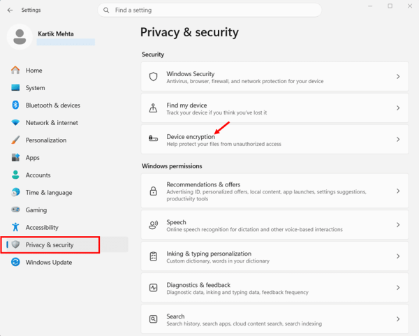 How to Turn Off BitLocker via the Settings App (Toggle Switch) step 1, 2 and 3