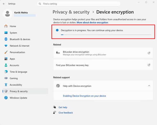 How to Turn Off BitLocker via the Settings App (Toggle Switch) step 6