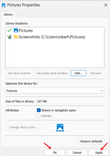 Libraries for Centralized Access of screenshots step 5