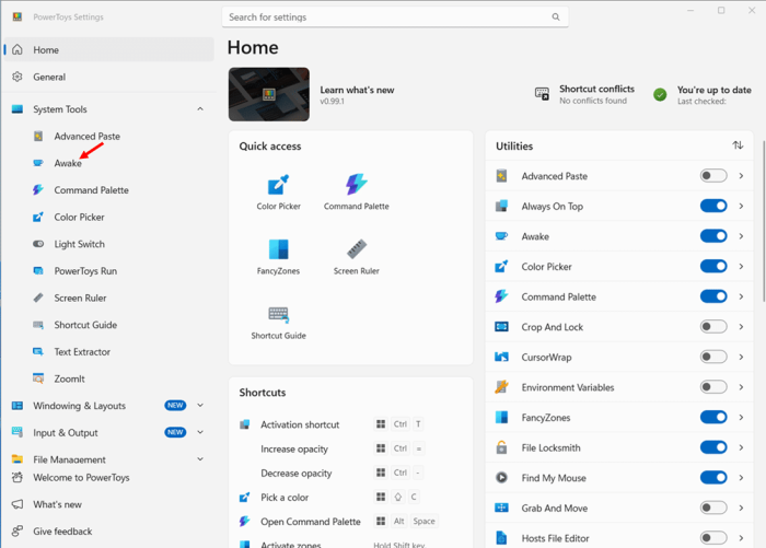 Microsoft PowerToys Awake Installation and Stopping Sleep Configuration step 4